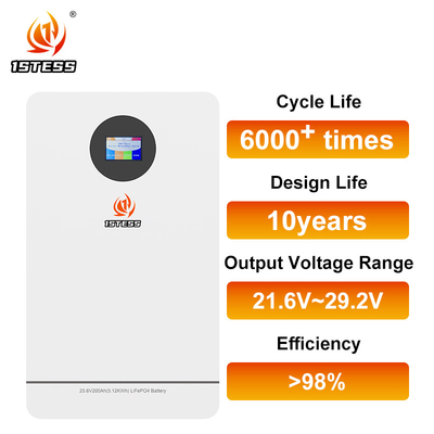 25.6V 51.2V 200Ah 5.12Kwh 10.24Kwh Lifepo4 پاور سیستم های خورشیدی خانگی نصب شده بر روی دیوار