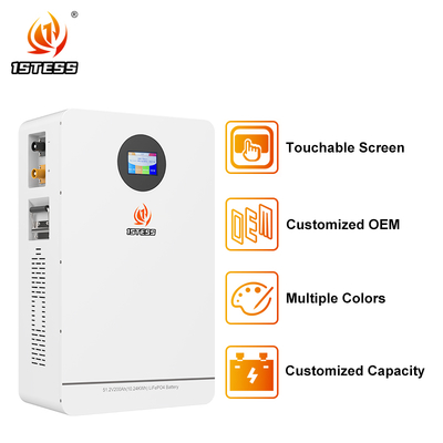 10.24kWh باتری ذخیره انرژی خانگی 51.2V 200Ah فضای صرفه جویی در دیوار طراحی -20°C~60°C محدوده